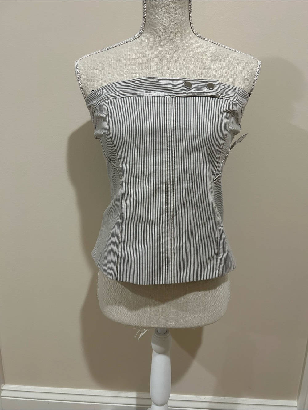 Zara Gray Pinstripe Strapless Tube Top